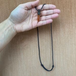 Natural hematite quartz leather necklace